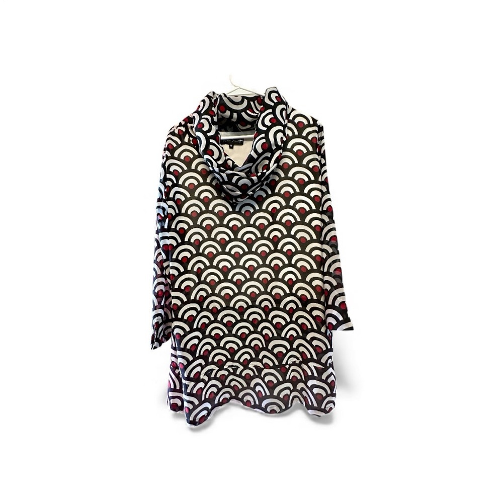 Blossom Boutique Cowl Neck Tunic with Geometric Pattern Medium